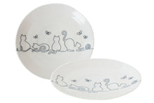 【2pcs set】Mino ware Japanese Ceramics Pair Plate Wire Art Cat Black Set of Two made in japan