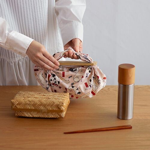 Furoshiki Japanese Wrapping Cloth "Cats Suggested as the Fifty-three Stations of the Tōkaidō" made in Japan 48x48cm