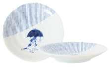 【2pcs set】Mino ware Japanese Ceramics Pair Round Plate 6.5in Japanese Cat with umbrella Tokusa pattern (set of two) made in Japan (Large Flat)