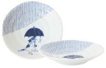 【2pcs set】Mino ware Japanese Ceramics Pair Round Plate 5.4in Japanese Cat with umbrella Tokusa pattern (set of two) made in Japan (Small Flat)
