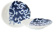 【2pcs set】Mino ware Japanese Ceramics Pair Round Plate 5.4in Japanese Cat with Furoshiki Wrapping Cloth Karakusa pattern (set of two) made in Japan (Small Flat)