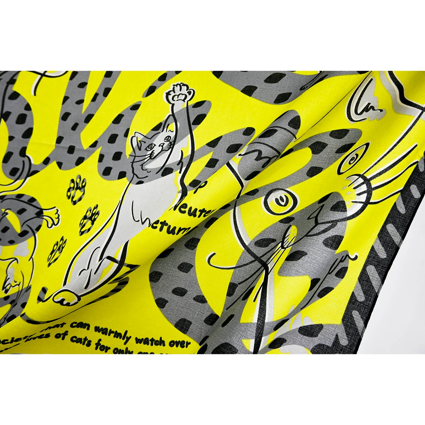 Japanese Cat Print Furoshiki Wrapping Cloth Large – Lien Yellow  38.2in