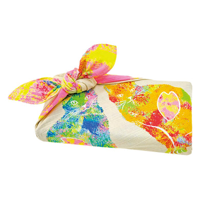 Japanese Cat Print Furoshiki Wrapping Cloth – “Sakura Cherry Blossom & Cats” Beige & Pink 19.7in