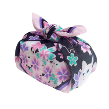 Japanese Furoshiki Wrapping Cloth – “Cat Nocturne” Black & Purple 19.7in