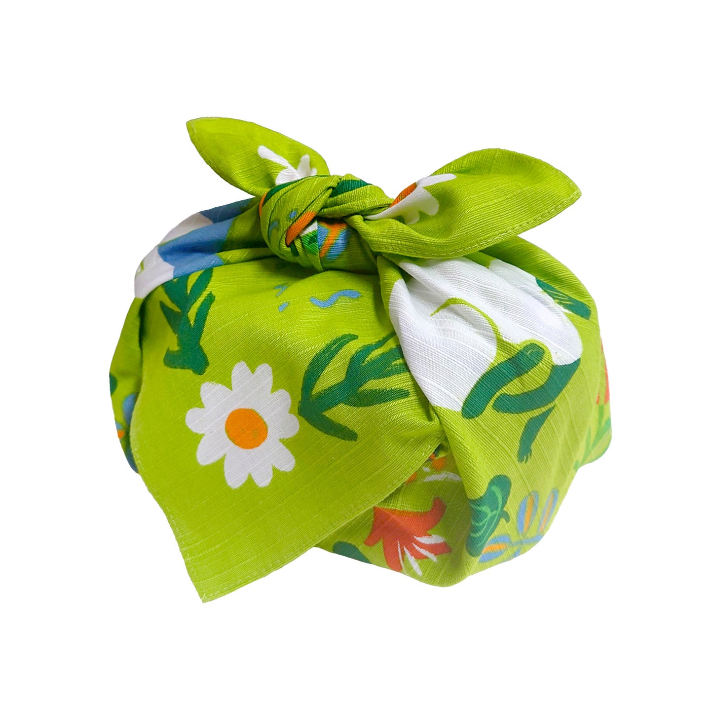 Japanese Cat Print Furoshiki Wrapping Cloth – “Cat Garden” Olive Green 19.7in