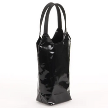 Cute Chubby Cat Pattern Water Bottle Bag Glossy Black made in Japan