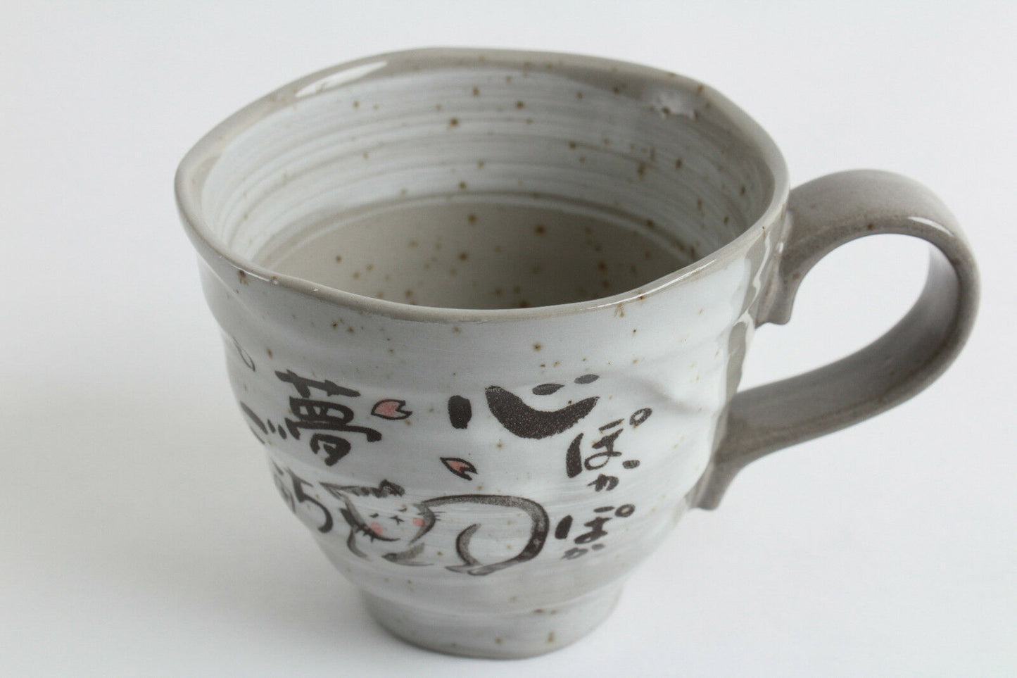Mino ware Japanese Pottery Mug Cup Sleeping Cat Gray Sanaegama made in Japan