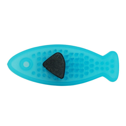 Cat Toothbrush Catnip Toy Rubber Dental Care Fish Shape Blue  made in Japan