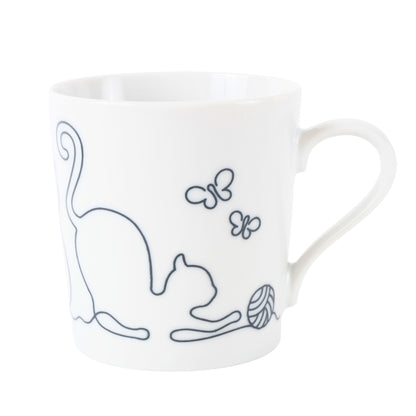 Mino ware Japanese Ceramics Mug Cup Wire Art Cat Black made in Japan