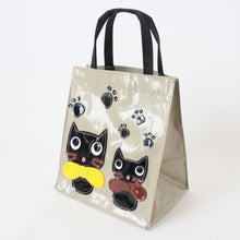 Mini Tote Bag with Big Ribbon Cats Olive Made in Japan