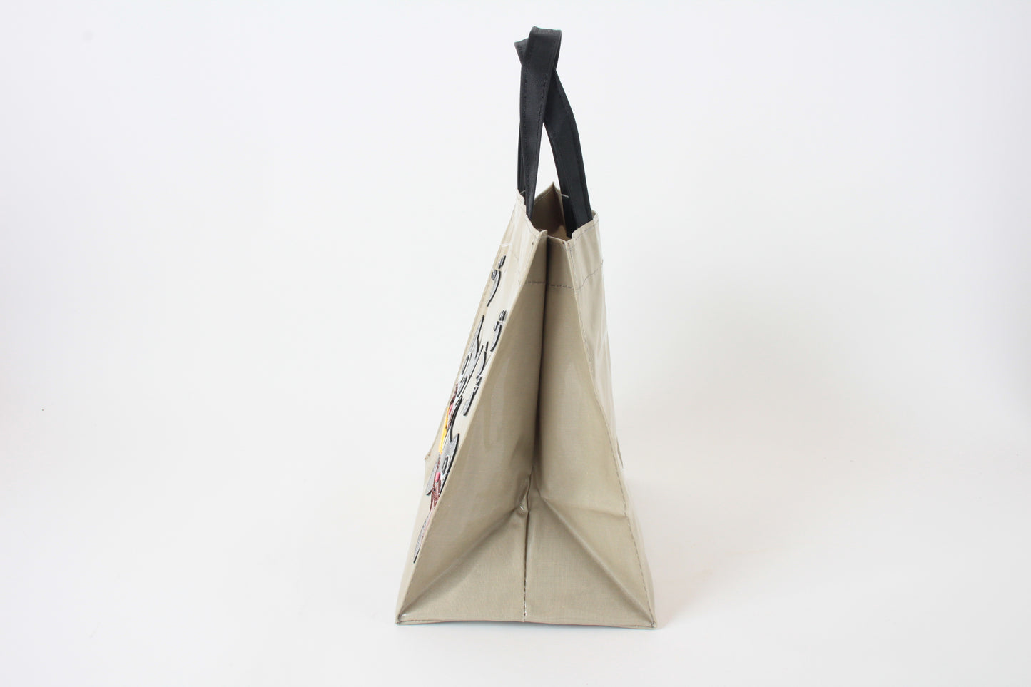 Mini Tote Bag with Big Ribbon Cats Olive Made in Japan