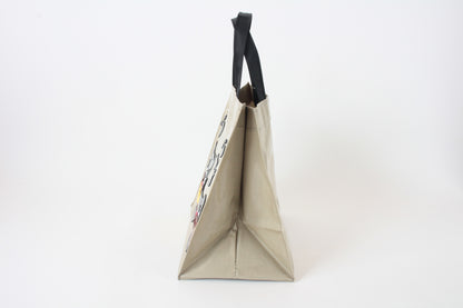 Mini Tote Bag with Big Ribbon Cats Olive Made in Japan