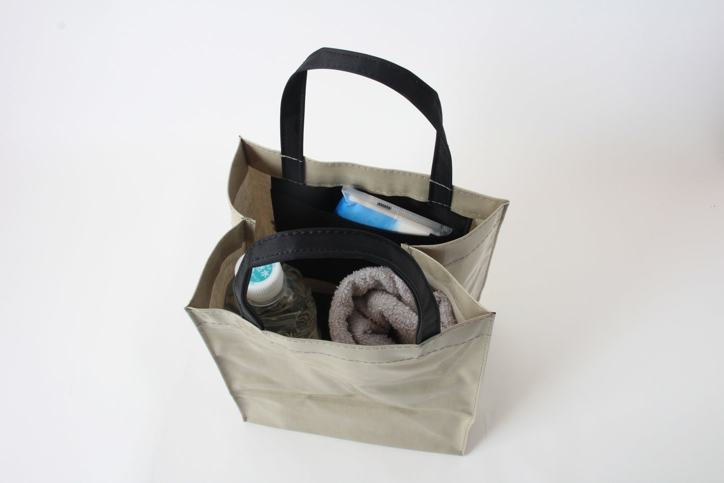 Mini Tote Bag with Big Ribbon Cats Olive Made in Japan