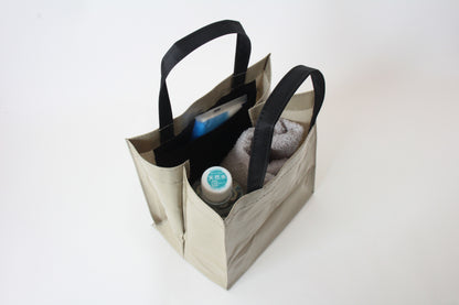 Mini Tote Bag with Big Ribbon Cats Olive Made in Japan