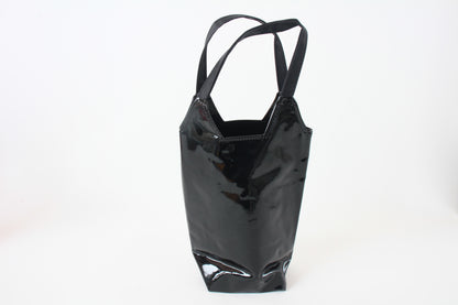 Water Bottle Bag with Whiskered Cat Glossy Black Made in Japan