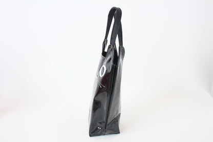 Water Bottle Bag with Whiskered Cat Glossy Black Made in Japan