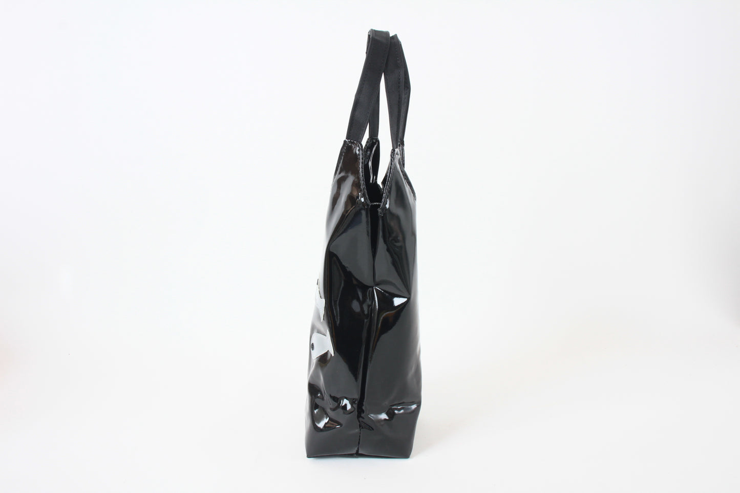 Cute Chubby Cat Pattern Water Bottle Bag Glossy Black made in Japan