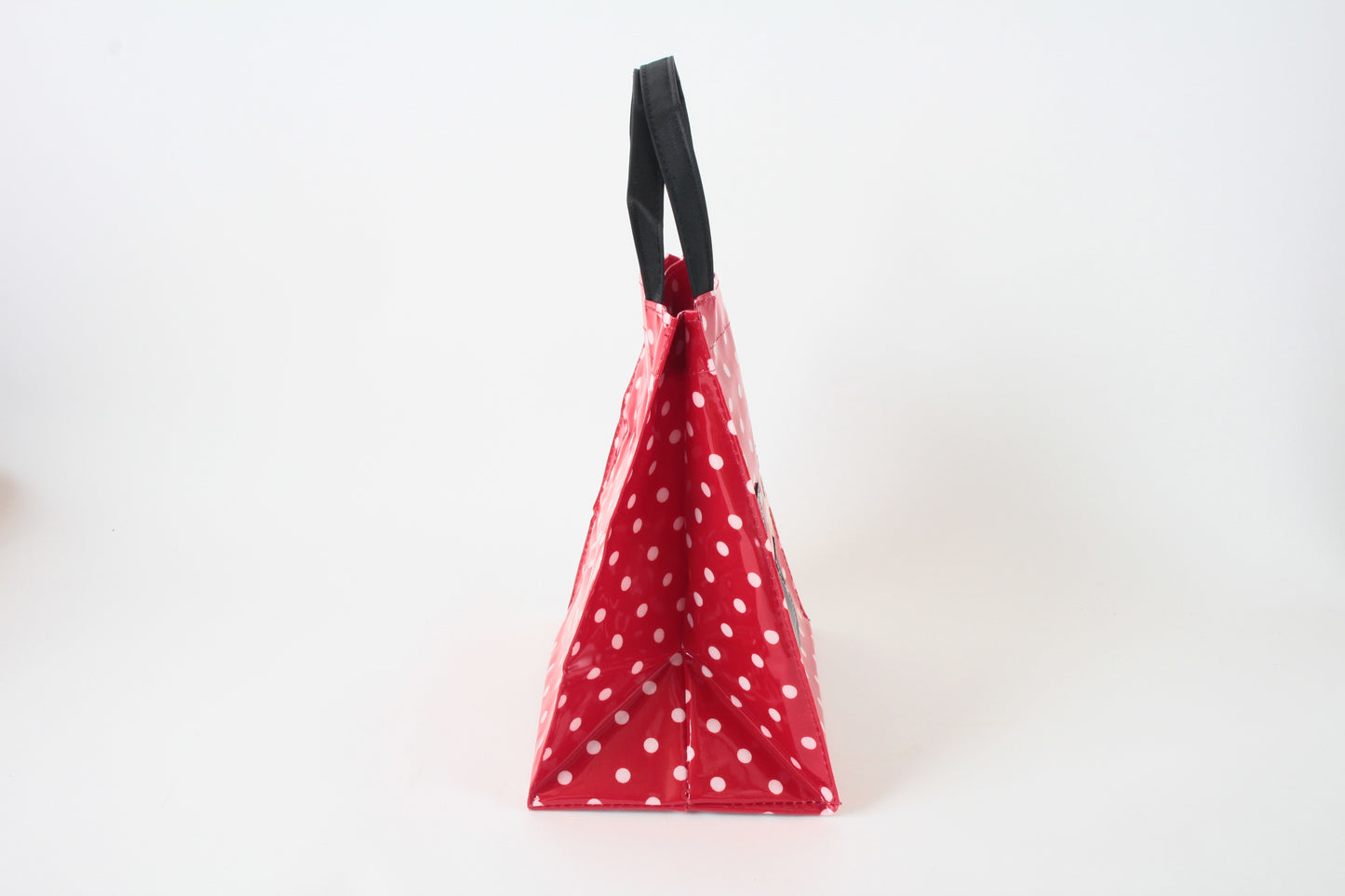 Mini Tote Bag w/ Ribbon Cat & Dot Pattern Red Polka Dots made in Japan