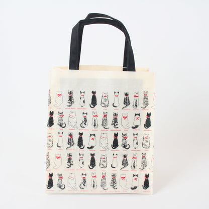 Mini Tote Bag w/ Cat Back Pattern White made in Japan