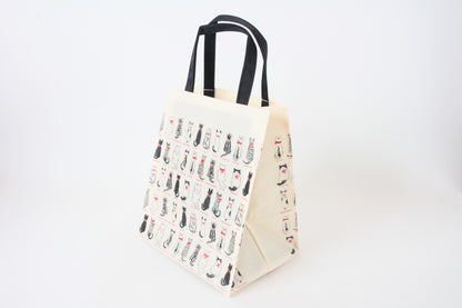 Mini Tote Bag w/ Cat Back Pattern White made in Japan
