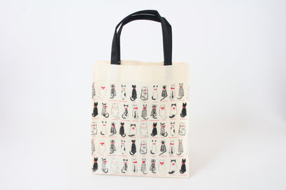 Mini Tote Bag w/ Cat Back Pattern White made in Japan