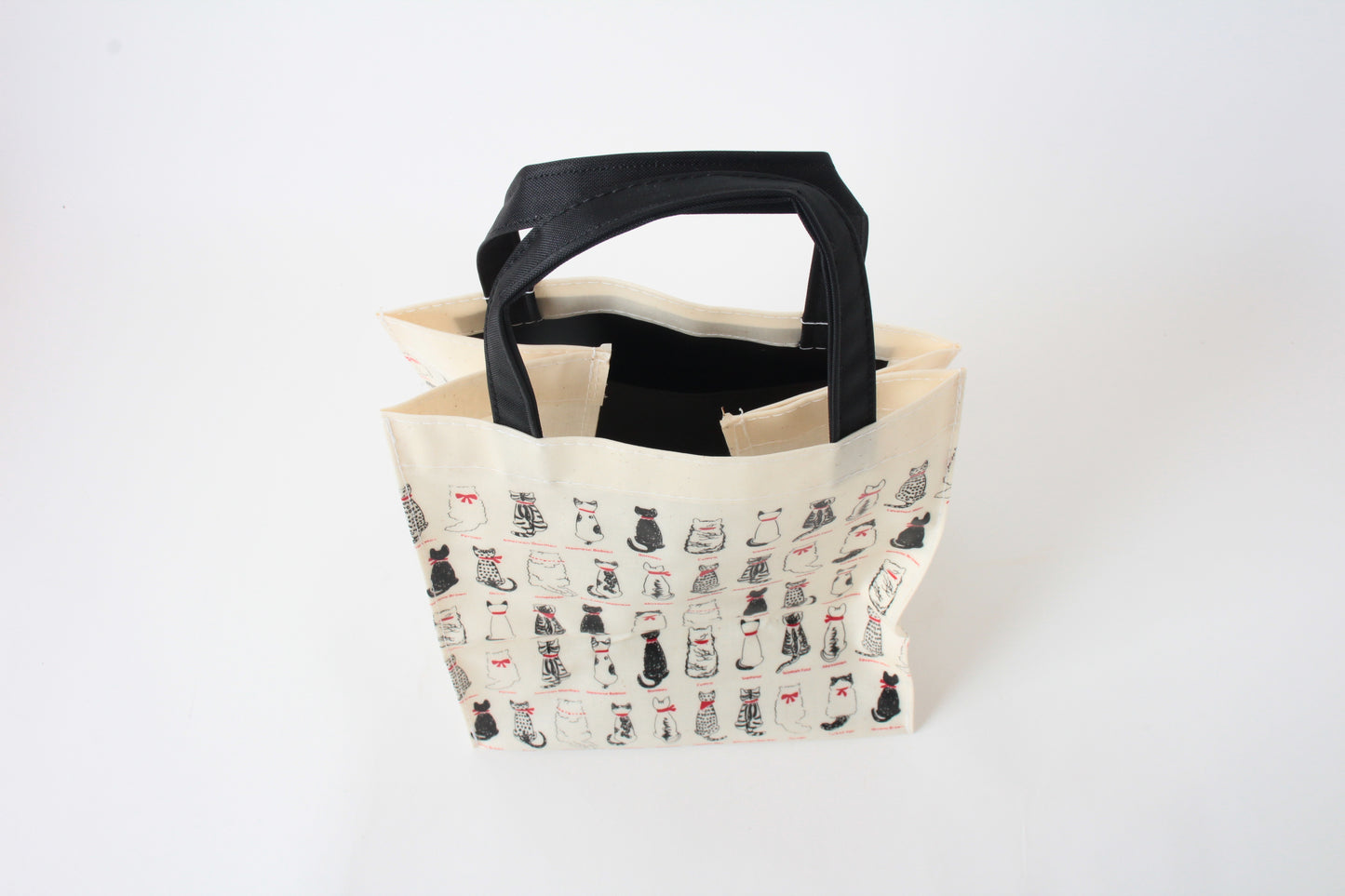 Mini Tote Bag w/ Cat Back Pattern White made in Japan