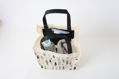 Mini Tote Bag w/ Cat Back Pattern White made in Japan