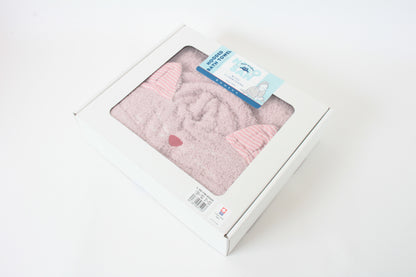 Cat Hooded Bath Towel (Pink) 100% cotton made in Japan