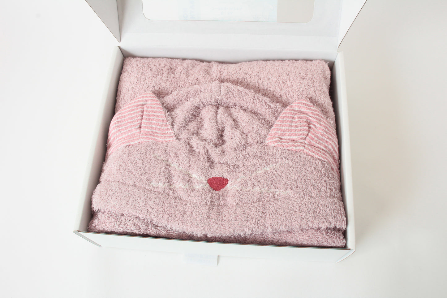 Cat Hooded Bath Towel (Pink) 100% cotton made in Japan