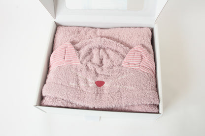 Cat Hooded Bath Towel (Pink) 100% cotton made in Japan
