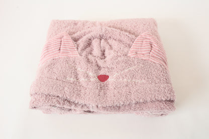 Cat Hooded Bath Towel (Pink) 100% cotton made in Japan