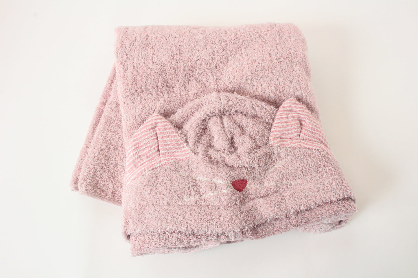 Cat Hooded Bath Towel (Pink) 100% cotton made in Japan