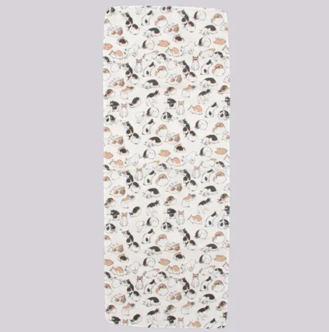 Japanese Tenugui Hand Towel Gauze Edo Cat white made in Japan