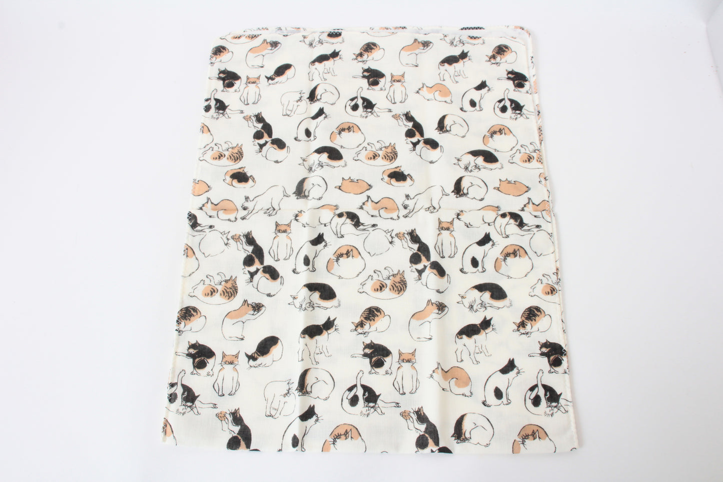 Japanese Tenugui Hand Towel Gauze Edo Cat white made in Japan
