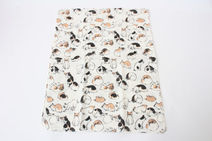 Japanese Tenugui Hand Towel Gauze Edo Cat white made in Japan