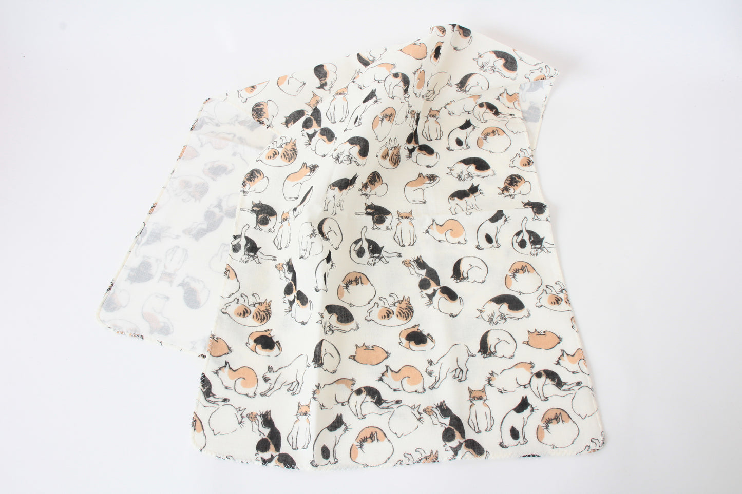Japanese Tenugui Hand Towel Gauze Edo Cat white made in Japan