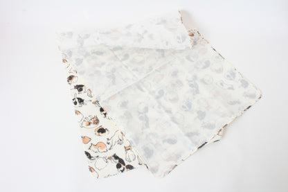 Japanese Tenugui Hand Towel Gauze Edo Cat white made in Japan