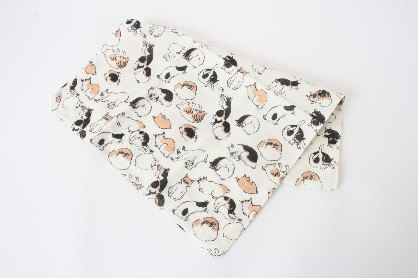 Japanese Tenugui Hand Towel Gauze Edo Cat white made in Japan