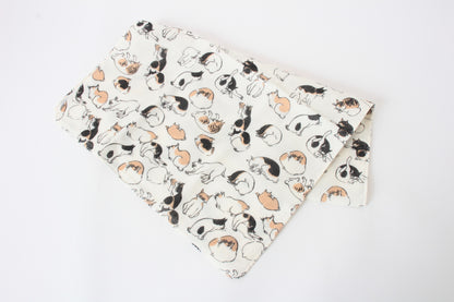 Japanese Tenugui Hand Towel Gauze Edo Cat white made in Japan