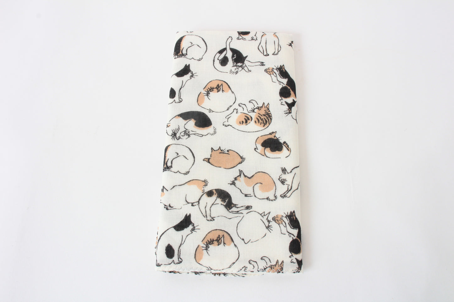Japanese Tenugui Hand Towel Gauze Edo Cat white made in Japan