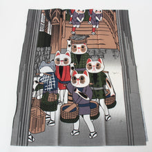 Lucky Cat Japanese Hand Towel Nihonbashi The fifty-three stations of the Tokaido made in Japan