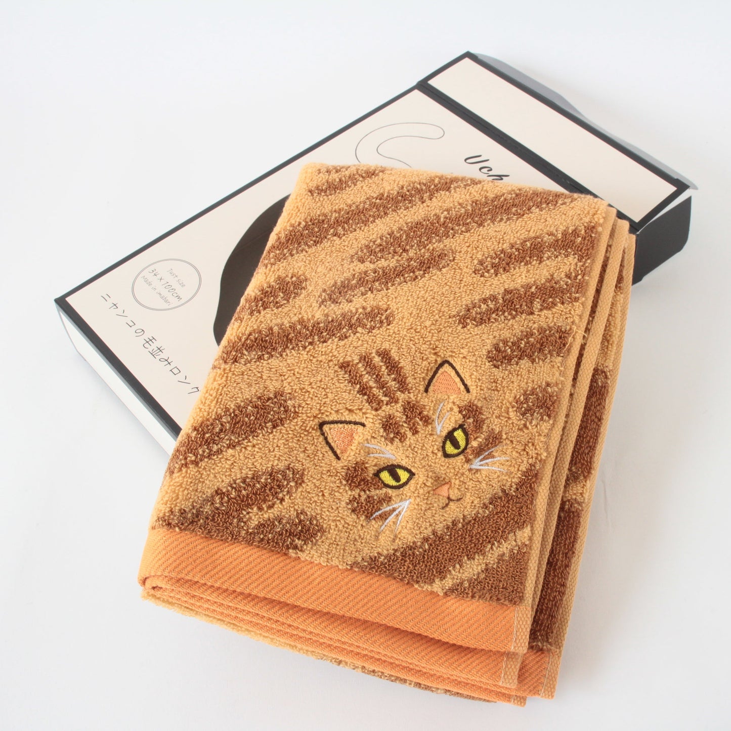 “My Beloved Cat” Fur-Texture Long Face Towel (Imabari, made in Japan)