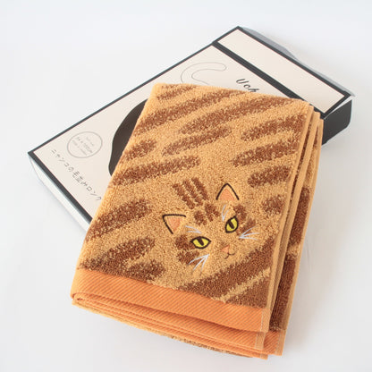 “My Beloved Cat” Fur-Texture Long Face Towel (Imabari, made in Japan)