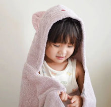 Cat Hooded Bath Towel (Pink) 100% cotton made in Japan