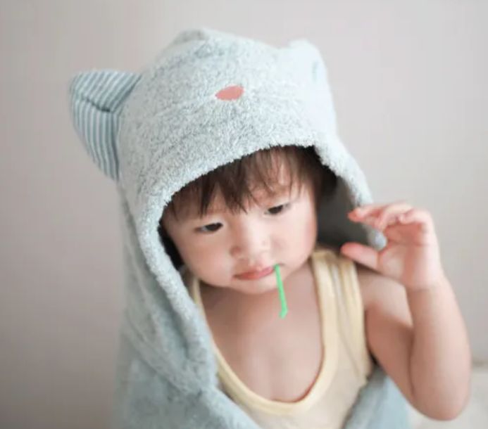 Cat Hooded Bath Towel (Mint Green) 100% cotton made in Japan