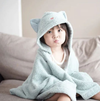 Cat Hooded Bath Towel (Mint Green) 100% cotton made in Japan
