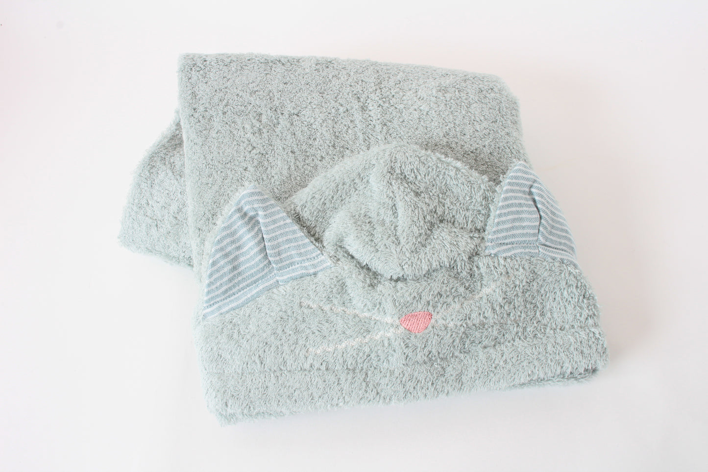 Cat Hooded Bath Towel (Mint Green) 100% cotton made in Japan