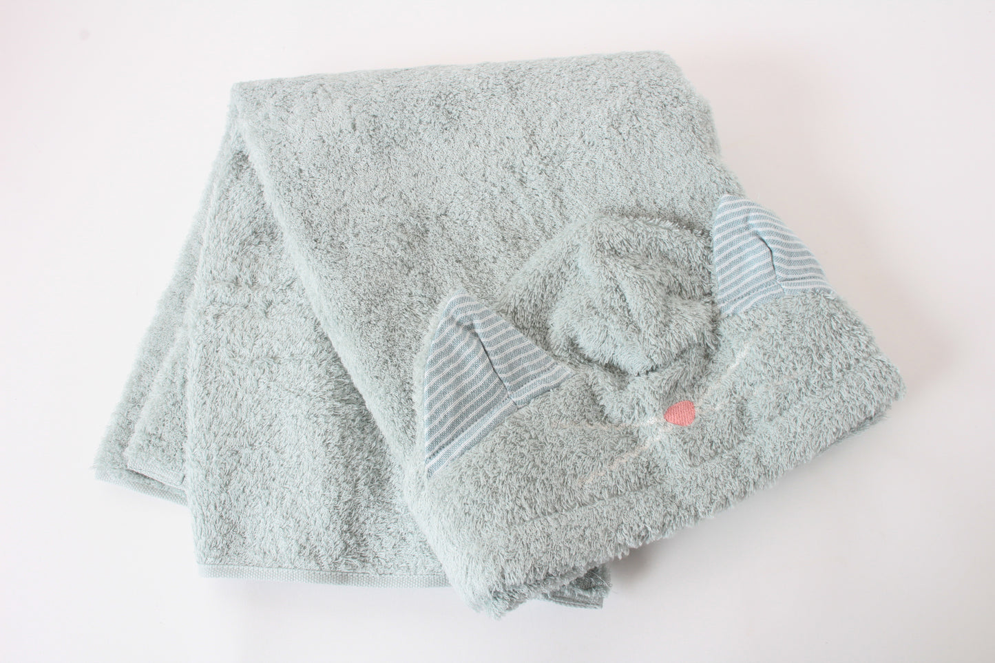 Cat Hooded Bath Towel (Mint Green) 100% cotton made in Japan