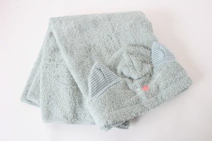 Cat Hooded Bath Towel (Mint Green) 100% cotton made in Japan