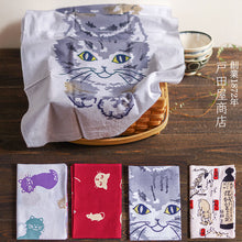 Tenugui Japanese Traditional Towel Made in Japan 100% cotton eco-friendly Featuring Cute Cat Design Patterns (Persian cat design)